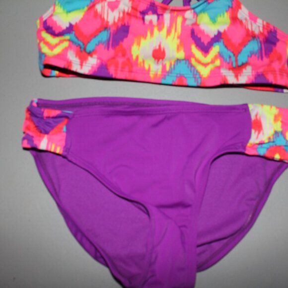 Multi Color 2 Pcs Justice Bikini Swimsuit size 12 - Picture 4 of 11